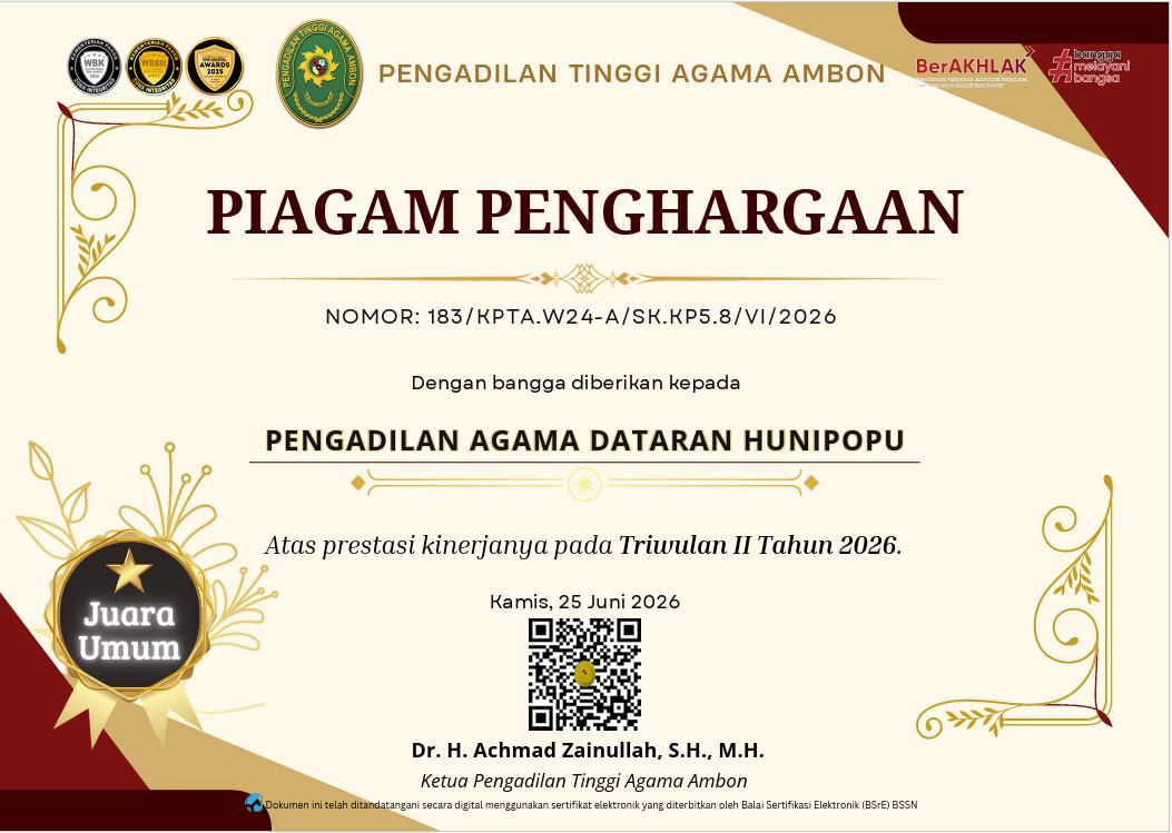 Piagam Penghargaan Kinsatker Tw